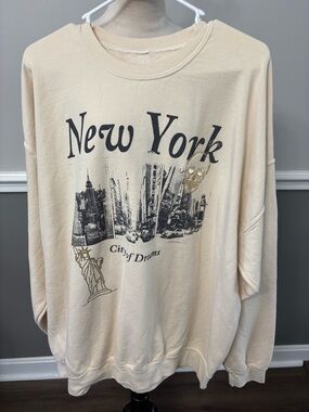 Fashion Nova Cream Logo Crewneck Sweatshirt